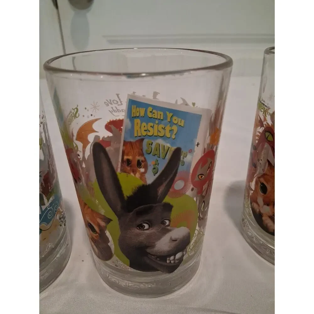 Vintage 2007 McDonald's Shrek The Third Glass Lot of 6 WITH ORIGINAL INSERTS